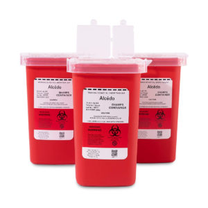 Alcedo Sharps Container for Home and Professional Use 2 Quart (3-Pack), Biohazard Needle and Syringe Disposal, Medical Grade